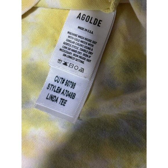 Agolde Women's Linda Boxy T-Shirt Dip Dye Yellow Tee Short Sleeve sz XS X Small - Picture 4 of 10